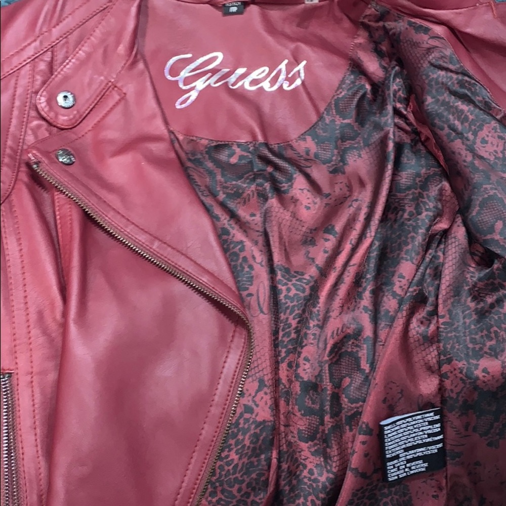 Guess red Leather Jacket